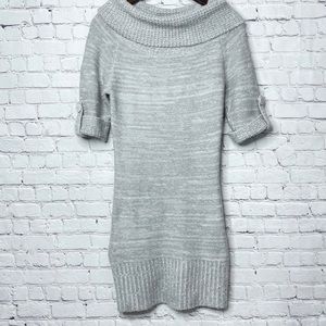 Demanding Marled Gray Knitted Mini Sweater Dress M